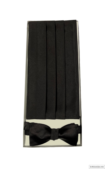 Кушак мужской черный, комплект с бабочкой разм.М