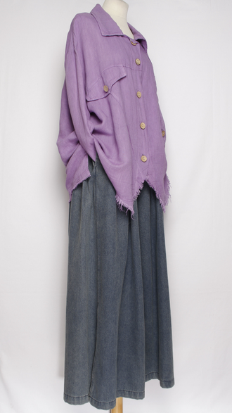 Блуза-жакет лён "КЛАПАНЫ ВИНТАЖНАЯ" сиреневая р.48-56