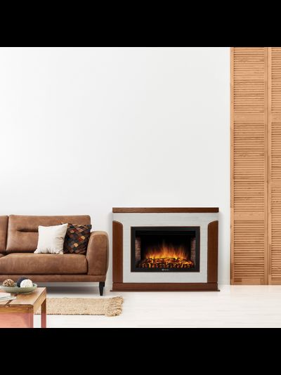 Каминокомплект: Очаг Electrolux EFP/P-3020LS, портал Prestigio 30 камень белый, шпон дуб