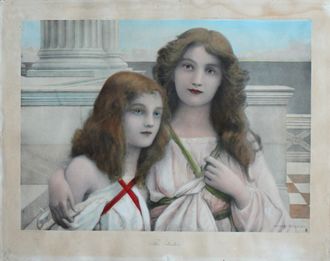"Сёстры" литография, акварель Henry Ryland / Raphael Tuck&Sons 1906 год