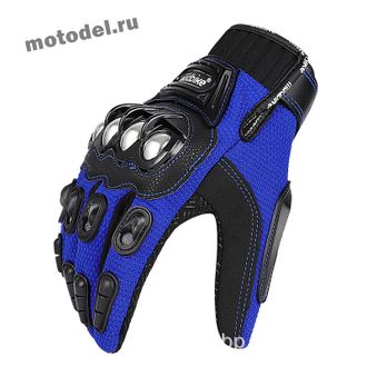 Мото перчатки MADBIKE METAL, с металлическими вставками, синие