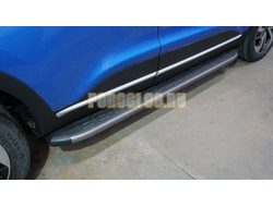 Пороги алюминиевые с пластиковой накладкой (карбон серые) 1720 мм ТСС для Kaiyi X3 pro 2023-