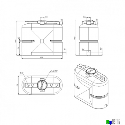 Емкость Экопром S 1000 л синяя
