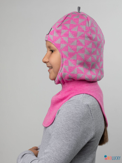Шапка-шлем "Бантики" 20201-07, цвет розовый, серый, р. 52-54