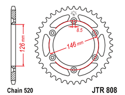 Звезда ведомая (44 зуб.) RK B4426-44 (Аналог: JTR808.44) для мотоциклов Suzuki, Kawasaki