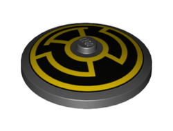 Dish 4 x 4 Inverted Radar with Solid Stud with Yellow Lantern Sinestro Logo Pattern, Black (3960pb030 / 6101225)
