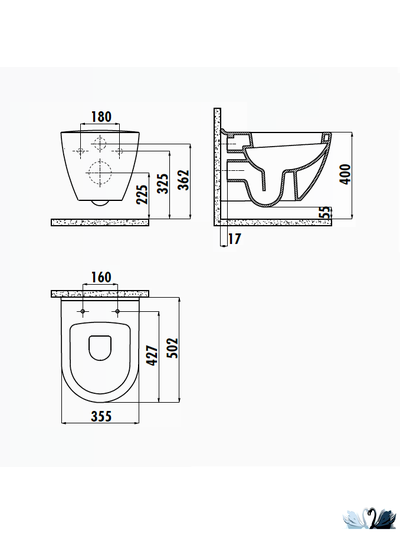Унитаз с инсталляцией подвесной Creavit Terra черный матовый в комплекте с Alcadrain AM101/1120-4:1 RU M578-0001 с черной клавишей