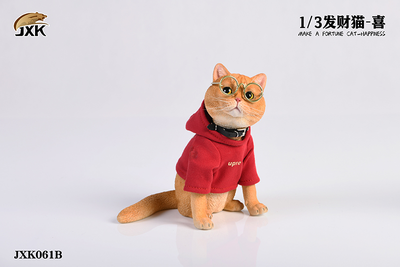 Котик в свитере и очках (рыжий) - Коллекционная ФИГУРКА 1/3 scale American Shorthair B (JXK061B) - JXK