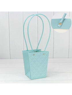 Пакет-сумочка "Тиснение Трапеция Ромбы" 15,5*13*9,5см Голубой КП05/52