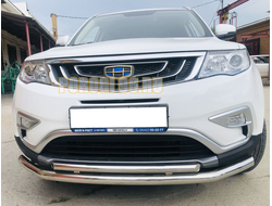 Защита переднего бампера двойная d60/42 для Geely Atlas 2018-