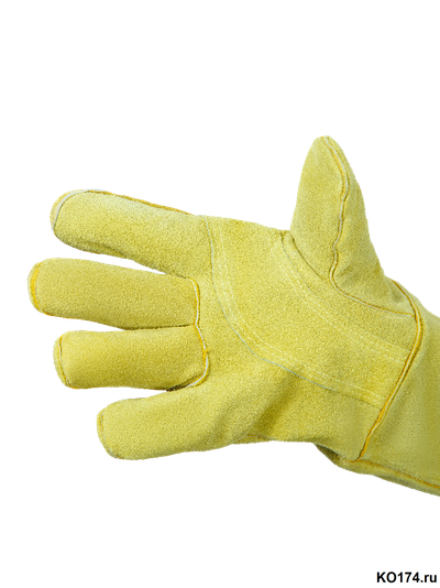 Краги спилковые Hefest желтого цвета, усиленные, 40 см (XY400)