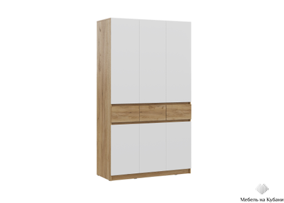 Бостон Лайт Шкаф ШК-003 (3-ств.) Дуб Крафт золотой / Белый (Гладкий)