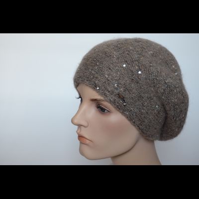 Ореховый меланжевый берет с пайетками Vizio Италия 6926