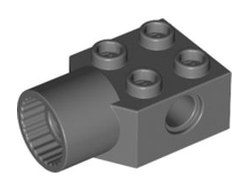 Technic, Brick Modified 2 x 2 with Pin Hole and Rotation Joint Socket, Dark Bluish Gray (48169 / 4225973 / 6278974)
