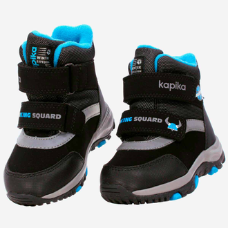 Ботинки "Капика" зимняя мембрана + светодиоды!; черный/голубой, арт:41238-1, размеры:23