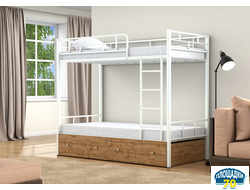Двухъярусная кровать Валенсия Белый ящики дуб крафт табак Красноярск