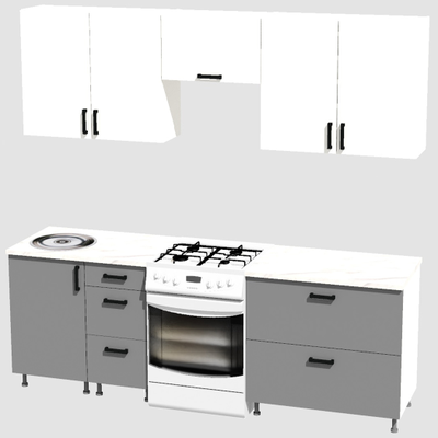 Кухня Эконом 1,8 метра (900х900) Цвет: Белый/Базальт