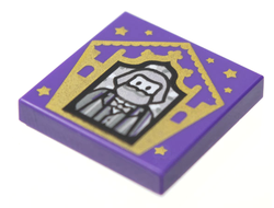 Tile 2 x 2 with Groove with HP Chocolate Frog Card Bertie Bott Pattern, Dark Purple (3068bpb1736 / 6342521)