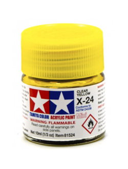 X-24 CLEAR YELLOW GLOSS, ACRYLIC PAINT MINI 10 ML. (ЖЁЛТЫЙ ПРОЗРАЧНЫЙ ГЛЯНЦЕВЫЙ) TAMIYA