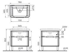 Шкаф VitrA Sento с раковиной, с 2 ящиками, 80 см, с LED подсветкой, цвет матовый антрацит, 60836