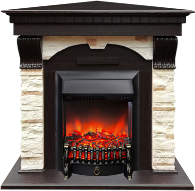 Угловой электрокамин Дублин AO M1 с очагом Fobos