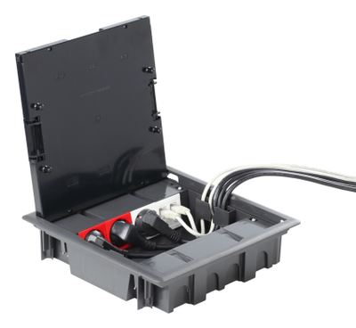 Efapel 83008 CAT, Люк для установки в пол, 16 модулей крышка открыта