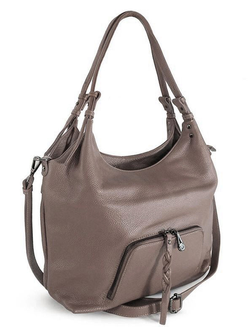 (АРТИКУЛ: 9632/8) СУМКА БОЛЬШАЯ, НАТУРАЛЬНАЯ КОЖА, ТЕМНО-БЕЖЕВАЯ, РУЧКИ И РЕМЕНЬ ЧЕРЕЗ ПЛЕЧО