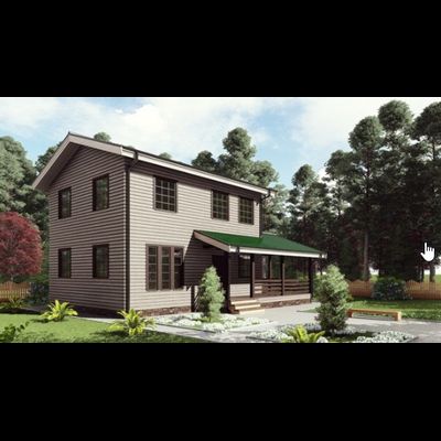 Двухэтажный каркасный дом с пятью спальнями 121м² (SK52)