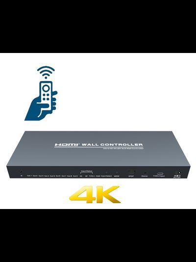 DE/VT-VW33 Контроллер видеостены 4К 3x3 (9 выходов для мониторов 4К) с входом HDMI/DP/Type-C и поворотом на 180 градусов