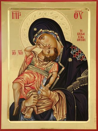 Взыграние младенца. Рукописная икона Пресвятой Богородицы.