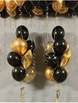 Набор шаров с гелием "Золото и черный" большой