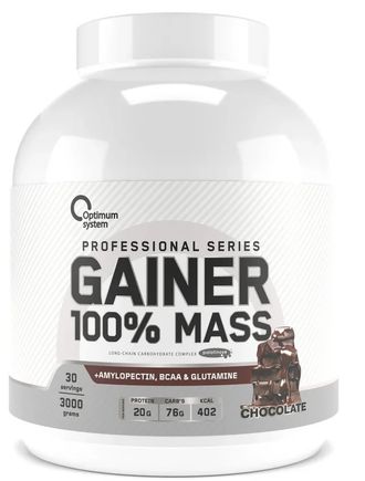 (Optimum System) 100% MASS GAINER - (3 кг) - (клубника)