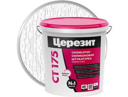 Штукатурка декоративная силикатно-силиконовая ЦЕРЕЗИТ СТ 175 Белая база А Короед 2 мм 25 кг