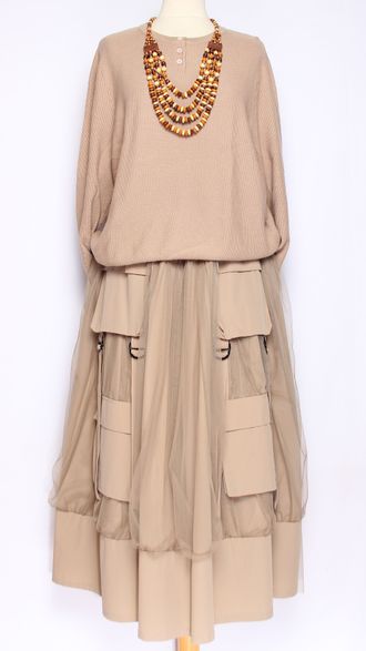 Джемпер тонкий ХЛОПОК "ТРИ ПУГОВКИ"  бежевый, трава, оранжевый  до р.50