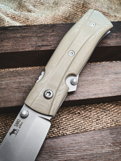 Складной нож Wild West сталь Bohler K110, рукоять G10, цвет тан рельеф