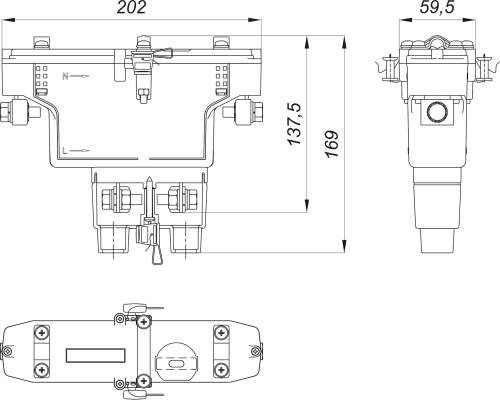 ГАБАРИТНЫЙ ЧЕРТЕЖ СЧЕТЧИКА NP71E.2-1-5