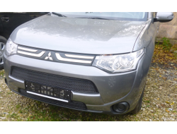 Сетка на бампер внешняя для MITSUBISHI Outlander 2012-2015, 2 шт., черн., 15 мм ( 01-380112-15B )