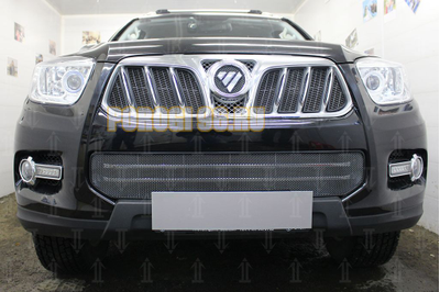 Защита радиатора Foton Sauvana 2015- (8 частей) black верх