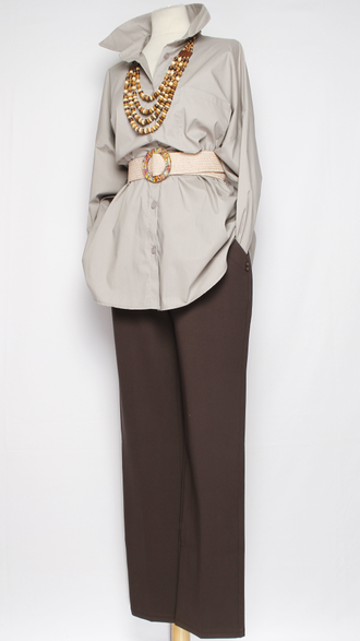 РУБАШКА "КЛАССИКА Карман" серо-бежевая р.50,52,54,56,58,60