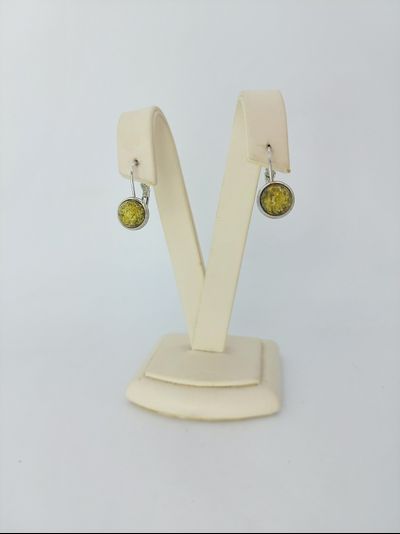 Серьги с зеленым янтарем