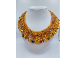 Колье из янтаря и чешского бисера 00512