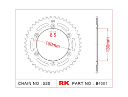 Звезда ведомая (48 зуб.) RK B4001-48 (Аналог: JTA251) для мотоциклов Yamaha