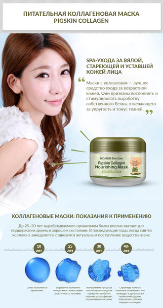 Питательная коллагеновая маска Pigskin Collagen BIOAQUA - 100г. (копия)