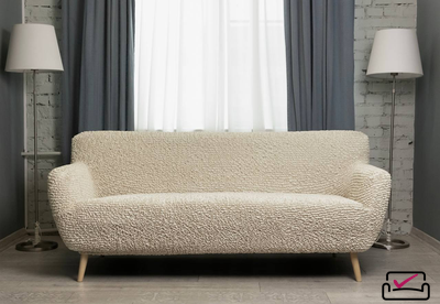 Чехол на 3х местный диван Микрофибра Ваниль. Защита мягкой мебели  от животных.