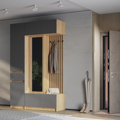 Прихожая Багира ПР-03 крафт /графит (Мебелони)