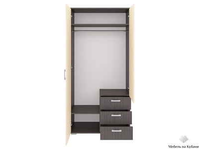 Шон-14 шкаф двухдверный распашной Венге/Дуб молочный