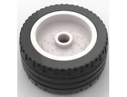 Wheel 18mm D. x 12mm with Pin Hole and Stud, Dotted Brake Rotor Lines with Black Tire 24 x 12 Low 66727 / 18977, White (66727c01)