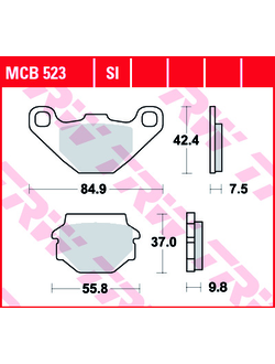 Тормозные колодки передние/задние TRW MCB523 для Suzuki GS 125/450 // Kawasaki KL 250/600/650 // KTM MX500 //Aeon // Aprilia // Buell // Cagiva // Kram-It // Peugeot // SYM // TGB