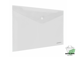 Папка-конверт с кнопкой BRAUBERG "SUPER", А4, прозрачная, ПРОЧНАЯ 0,2 мм, 272876