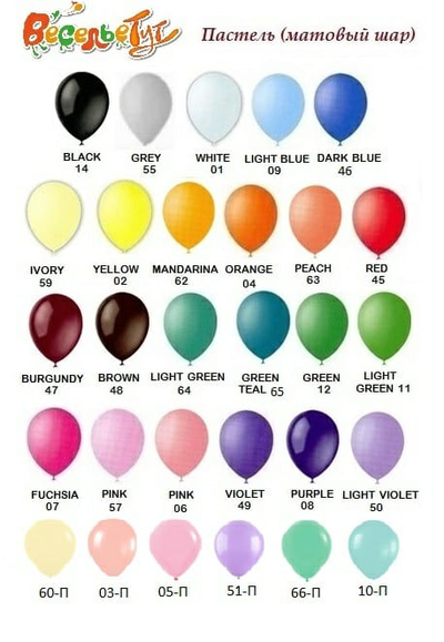 Гелиевые шары 12"/30 см цвета пастельные